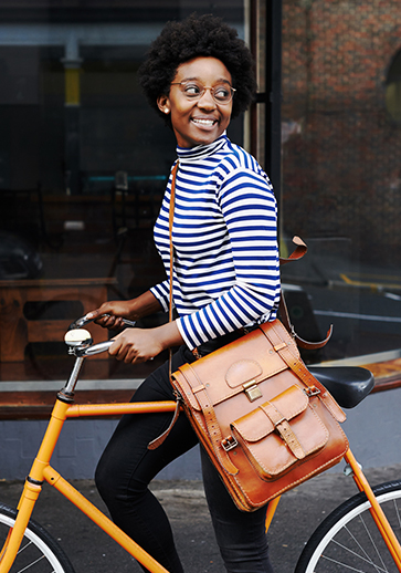 woman riding bike