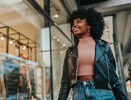young woman window shopping